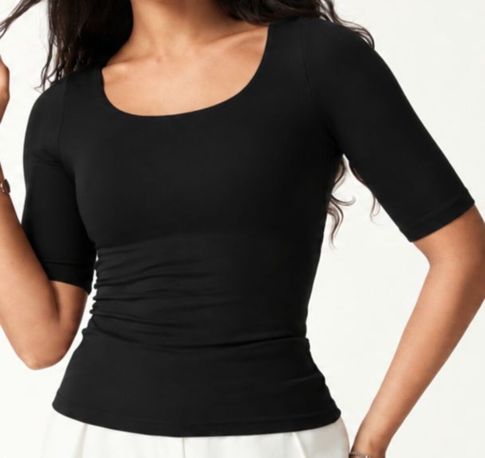 OGL EcoMousse LiteWarm Elbow Length Sleeve Square Neck Bra Top Size Medium